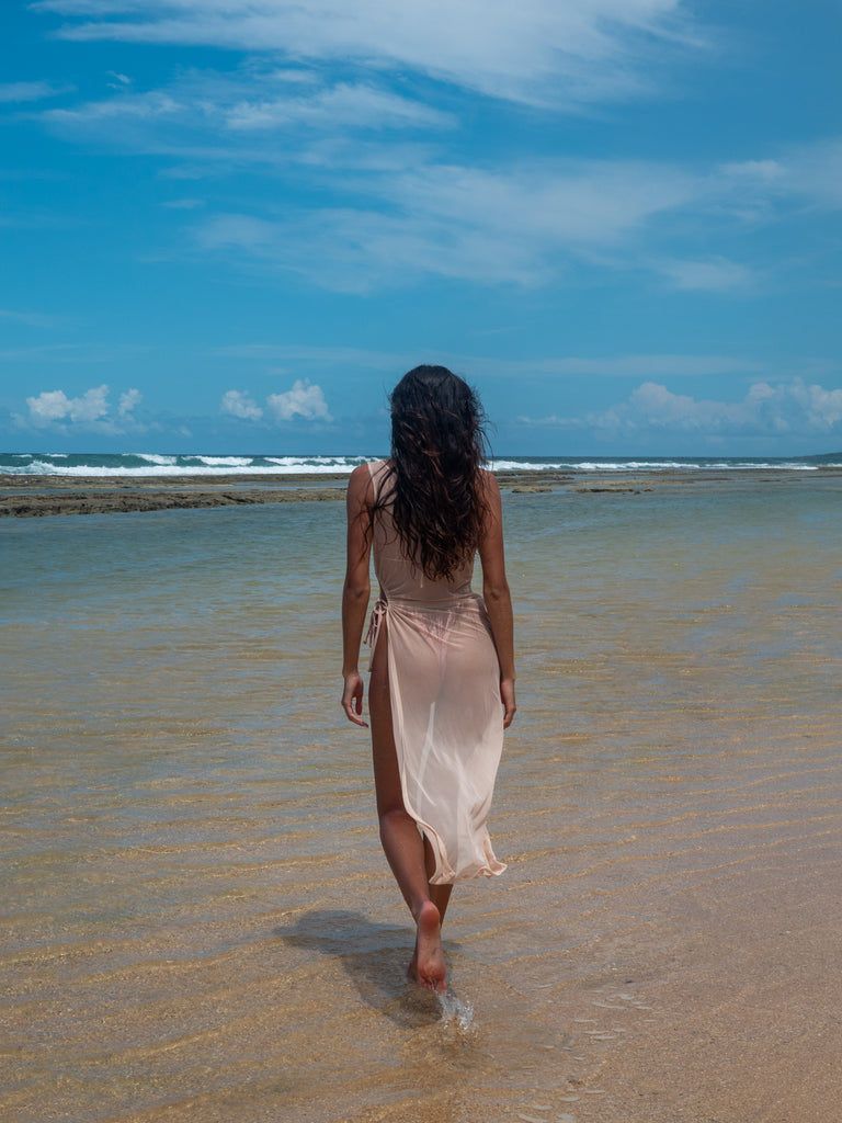 Maxi - Mesh Beach Cover-Up Nude