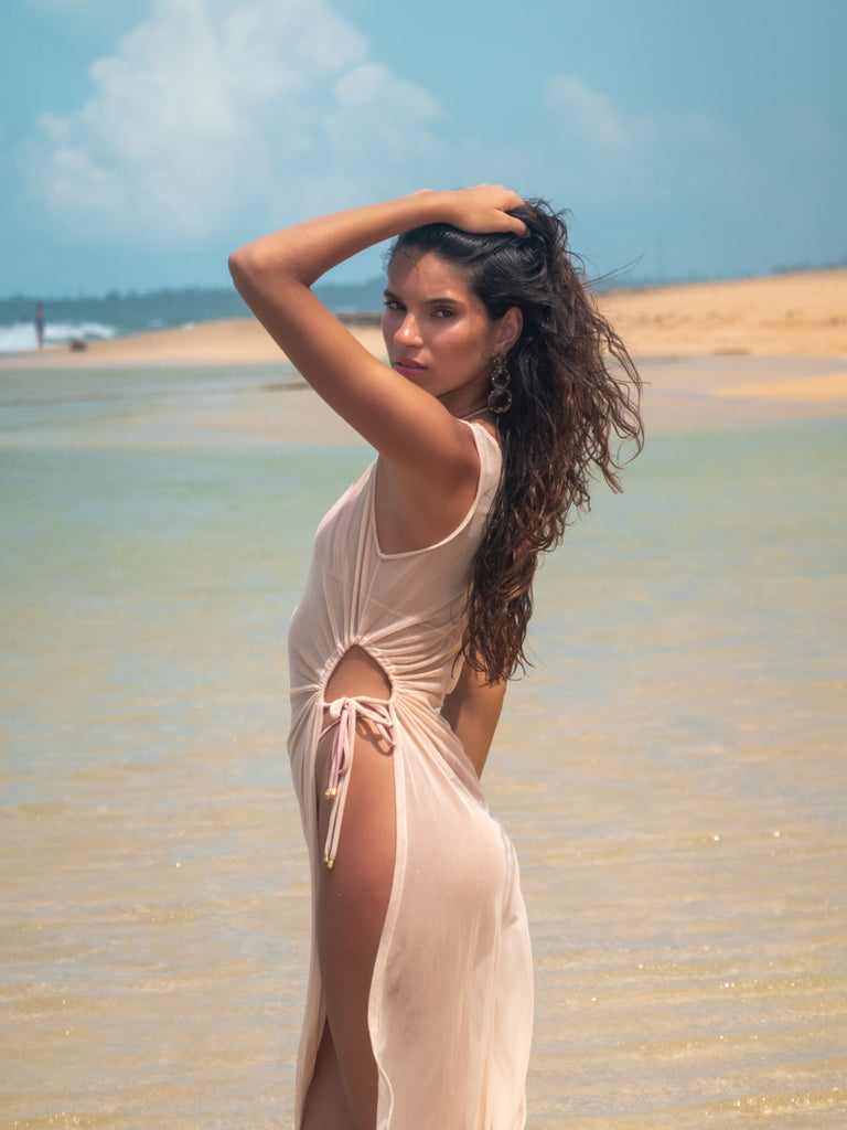 Maxi - Mesh Beach Cover-Up Nude