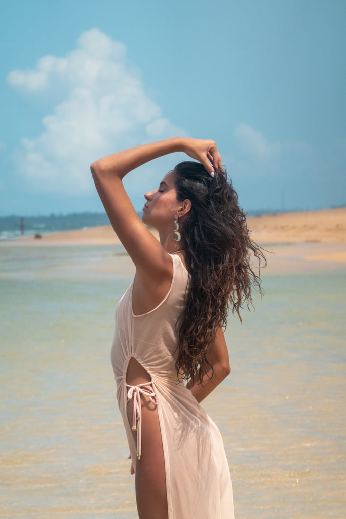 Maxi - Mesh Beach Cover-Up Nude